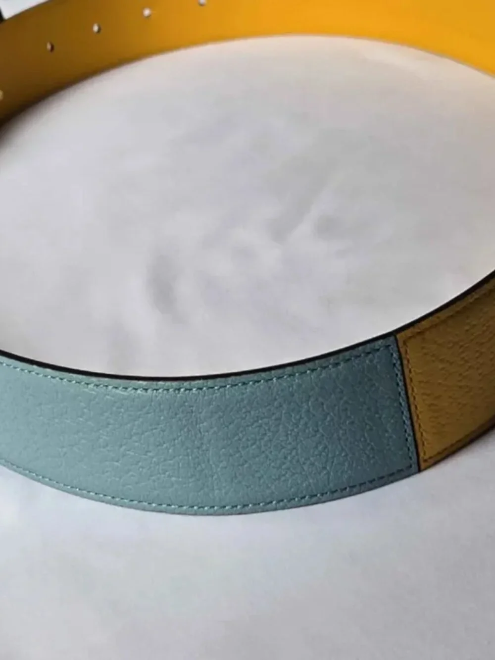 Gucci Reversible Memorable Buckle Belt Yellow Blue 105/42